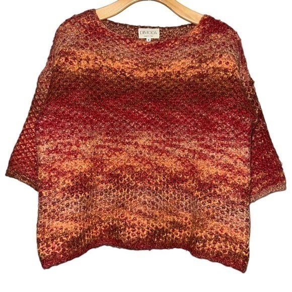 Dimoda Women’s Size S Red Orange Ombré Space Dye 3/4 Sleeve Pullover Sweater - Picture 1 of 7